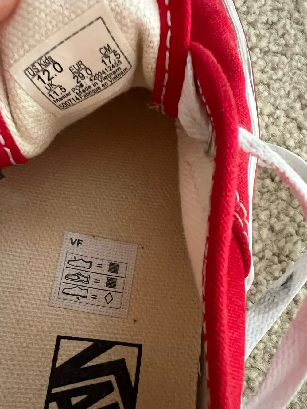 Vans Kids Authentic Canvas Sneaker in Red Size 12
